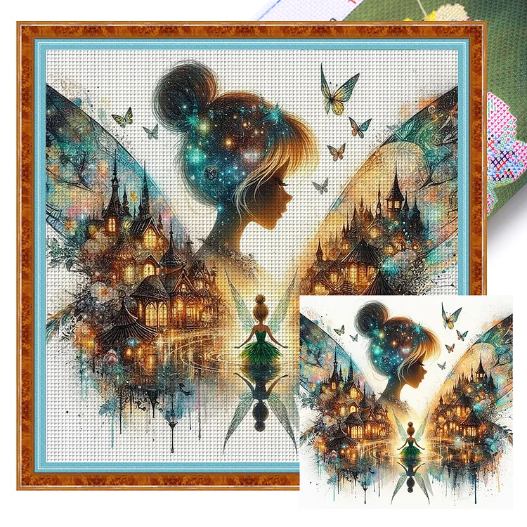 【Yishu Brand】Silhouette - Tinker Bell Princess (40*40cm) 11CT Stamped Cross Stitch gbfke