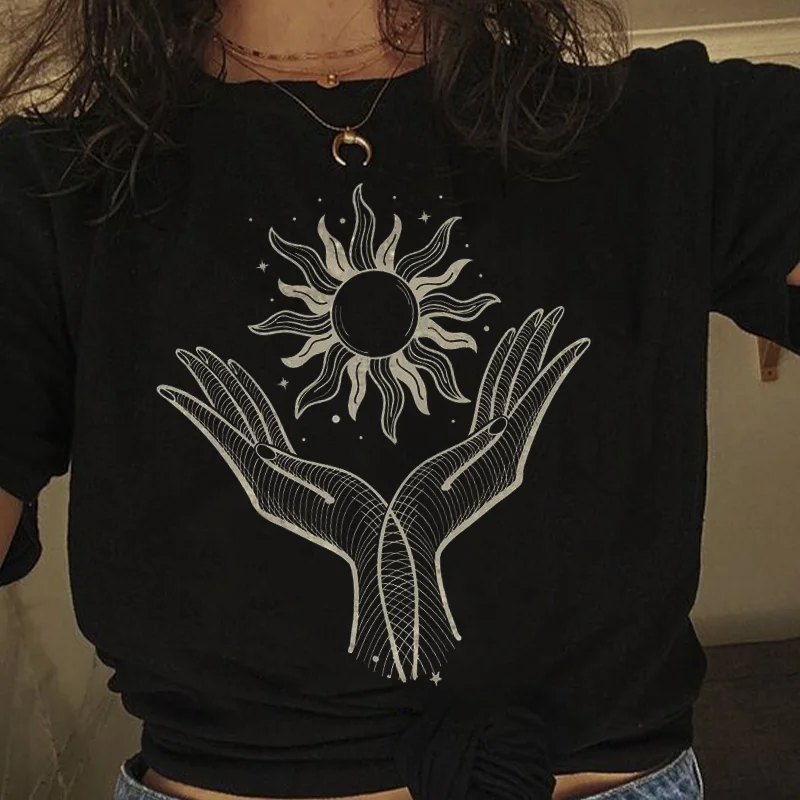   Sun And Hands Graphic Crew Neck Classic T-shirt - Neojana