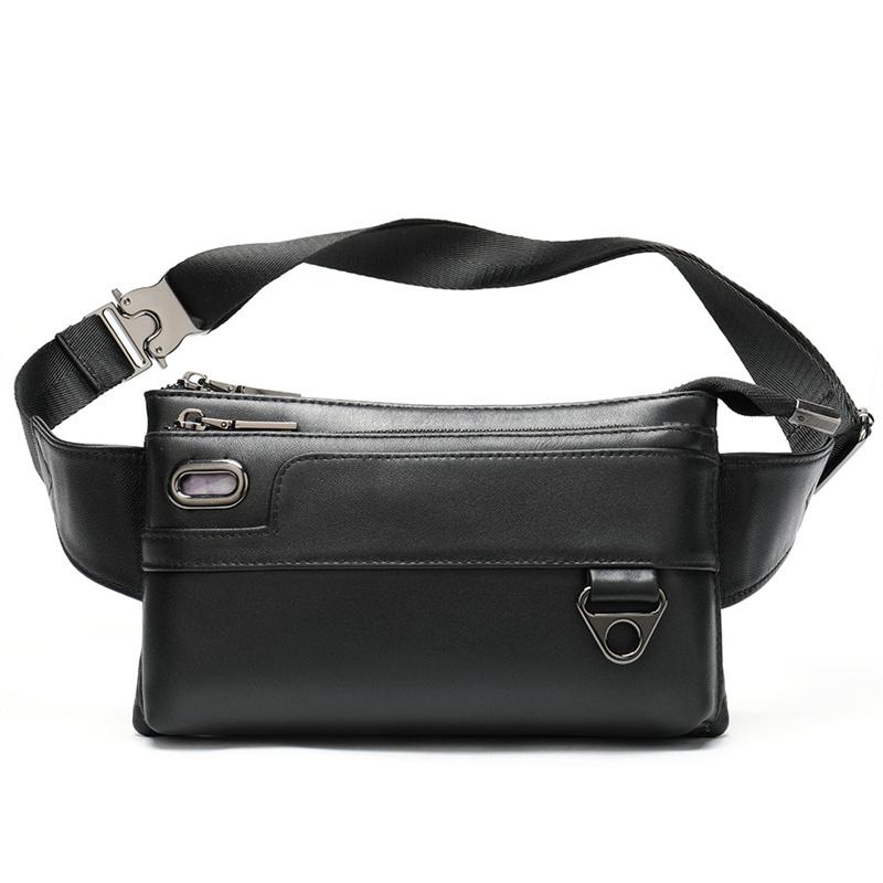 High Quality Men's Crossbody Bag Sheepskin Sports Phone Bag With Earphone Hole