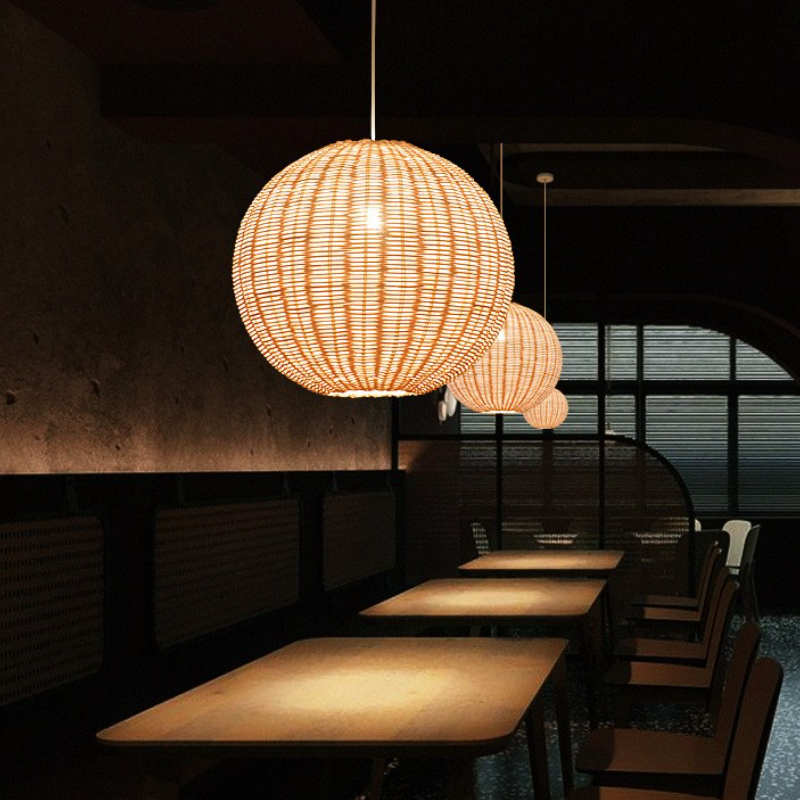 Creative Round Rattan Pendant Light Lampshade For Home Decor
