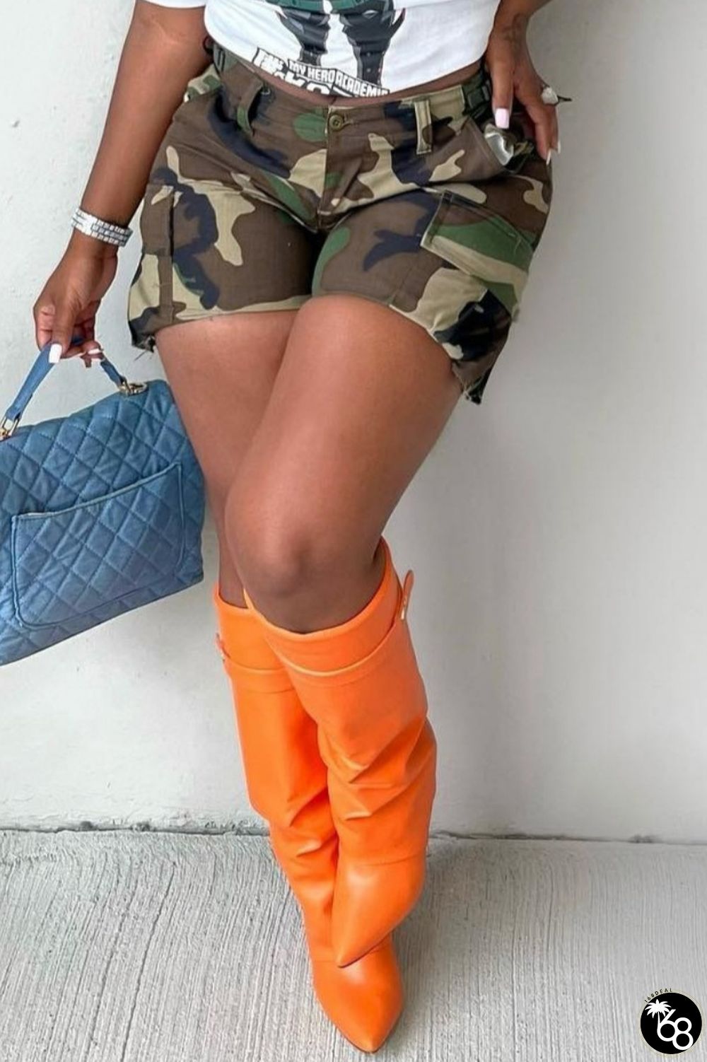 Casual Camouflage Print Basic Regular High Waist Conventional Full Print Shorts | 168DEAL