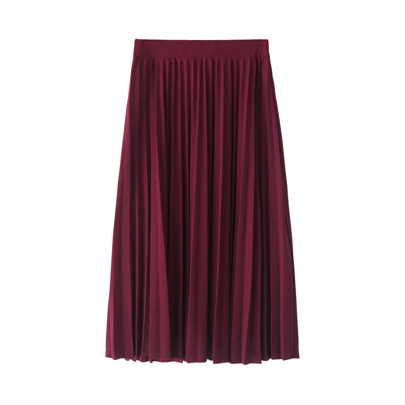 Churchf Churchf Spring And Summer New Chiffon Skirt In The Long Pleated Skirt Elastic High Waist Slim Show Thin Loose Half