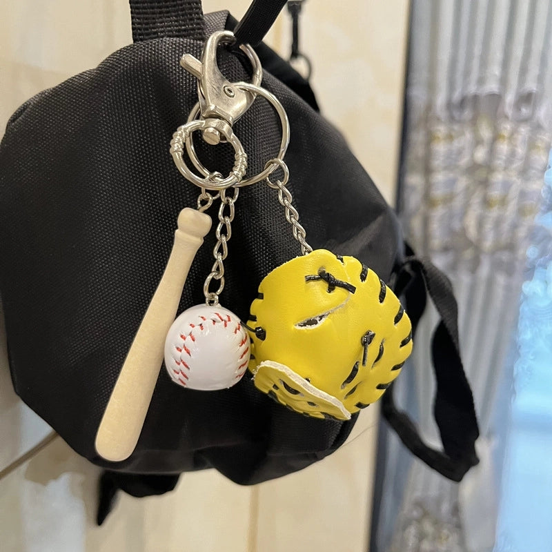 Fashion Baseball Pu Leather Unisex Bag Pendant Keychain