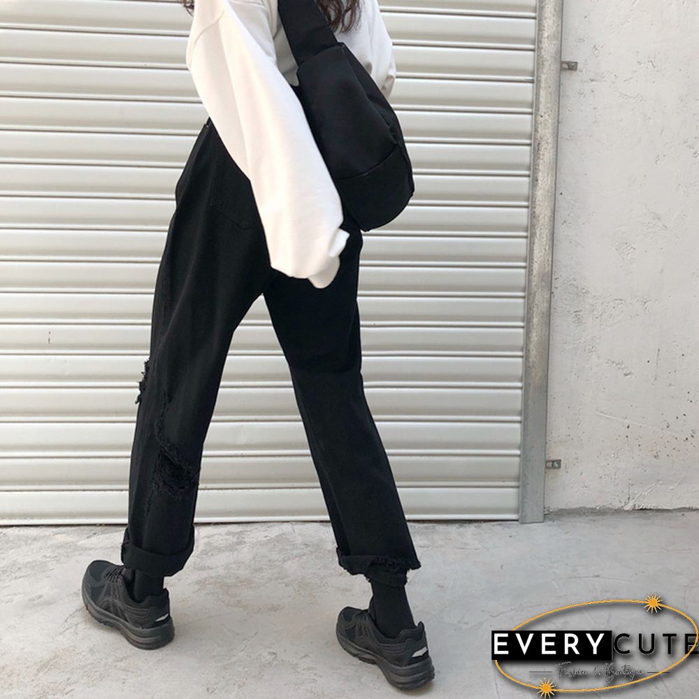 Straight-Leg Ripped Jeans