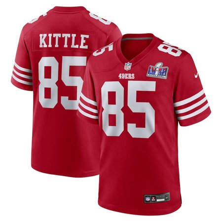 Men's San Francisco 49ers #85 George Kittle  Scarlet Super Bowl LVIII Game Jersey