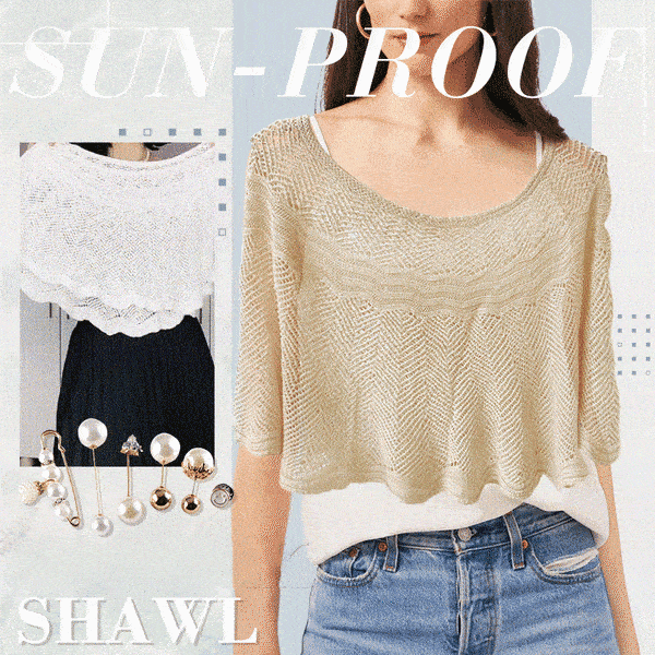 Knitted Sun-proof Shawl (🔥Gift Pearl Clips 1pcs🔥)