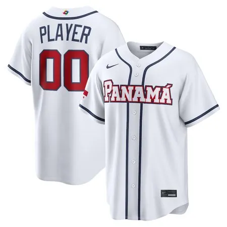 Youth Panama Baseball Custom White 2026 World Baseball Classic Home Jersey
