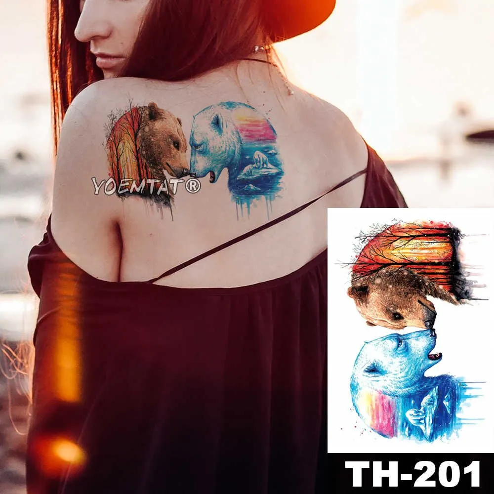 1 Sheet Animal Fake Tattoo Sticker Wolf Tiger Fox Cool Temporary Waterproof Body Art Tatoo Colored Draw For Women Men