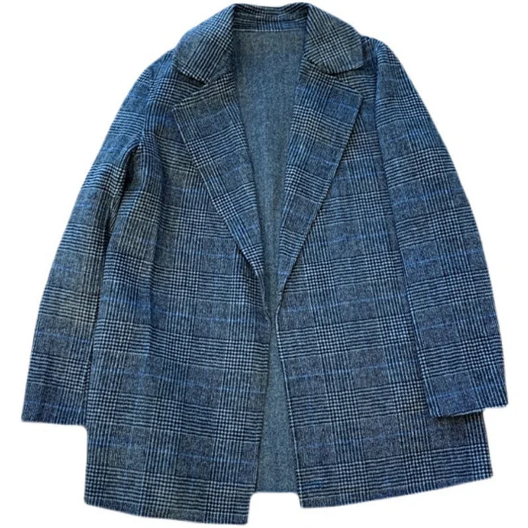Naomi Watts Gypsy Outfits Cashmere Wool Overcoat Slimming Plaid Woolen Coat