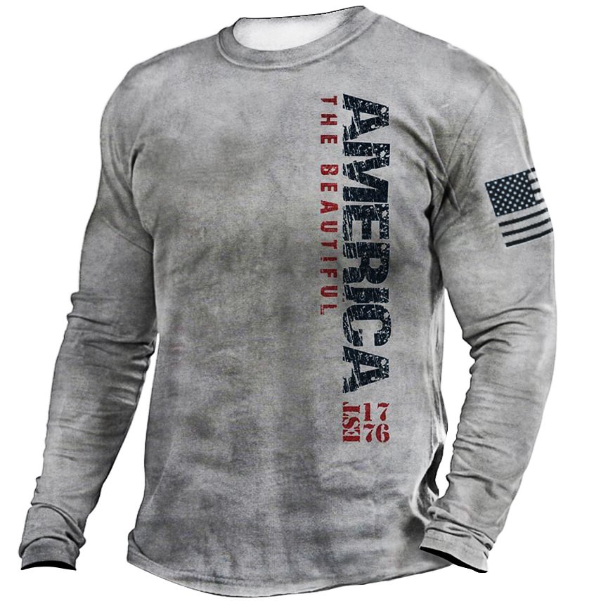 Men's "AMERICA" Retro Print Tactical Casual Long Sleeve T-Shirt / [viawink] /
