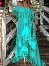 Irregular Clipping Off-The-Shoulder Maxi Dress