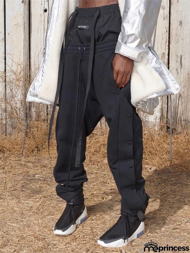 Men's Cool Casual Side Button Up Sports Sweatpants