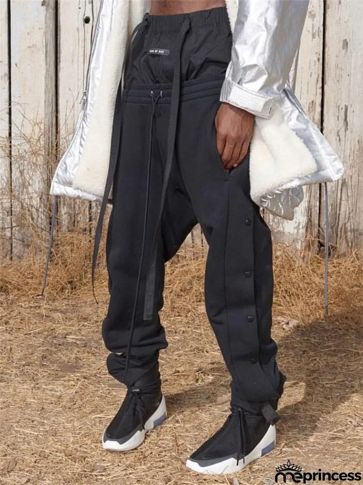 Men's Cool Casual Side Button Up Sports Sweatpants