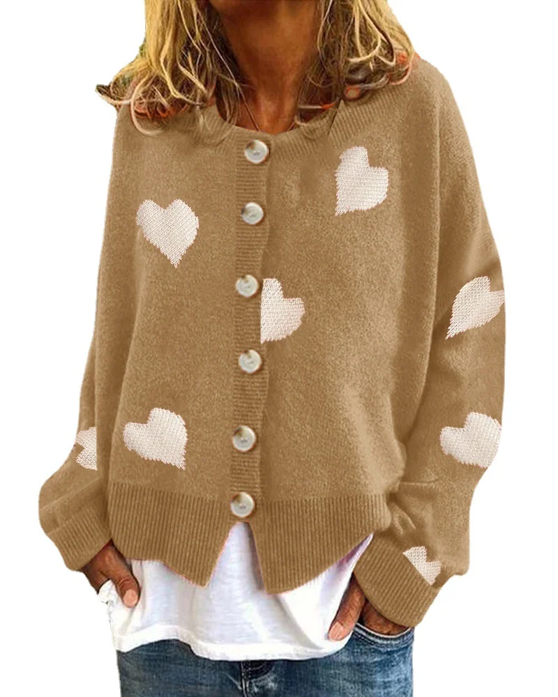 Wongn Wongn And Winter New Women's Sweater Single Breasted Love Sweater Women's Cardigan