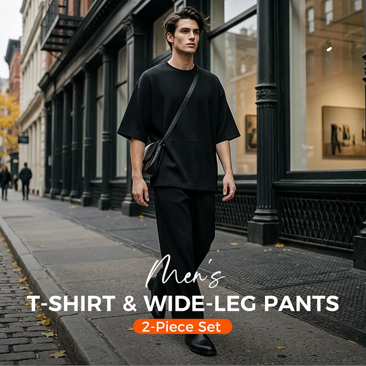 Men's T-Shirt & Wide-Leg Pants 2-Piece Set