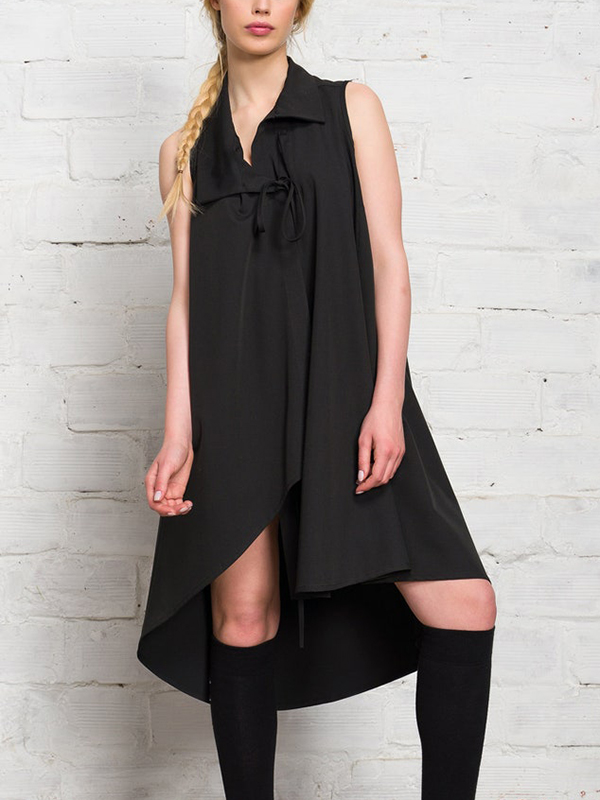 Asymmetrical Hem Sleeveless Side Pocket Shirts
