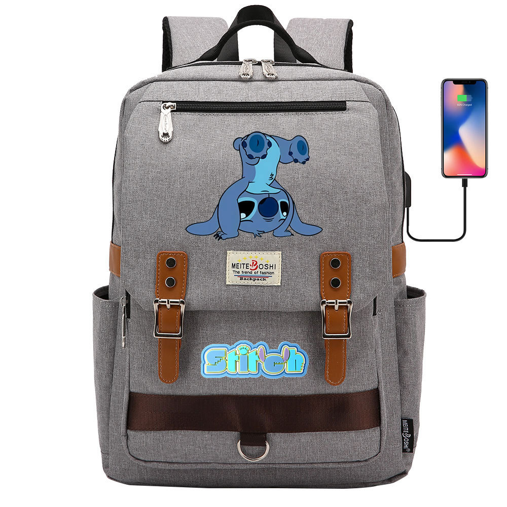 Stylish Lilo & Stitch Backpack with USB Charging and 15-Inch Laptop Compartment - Perfect for School and Travel-Mayoulove