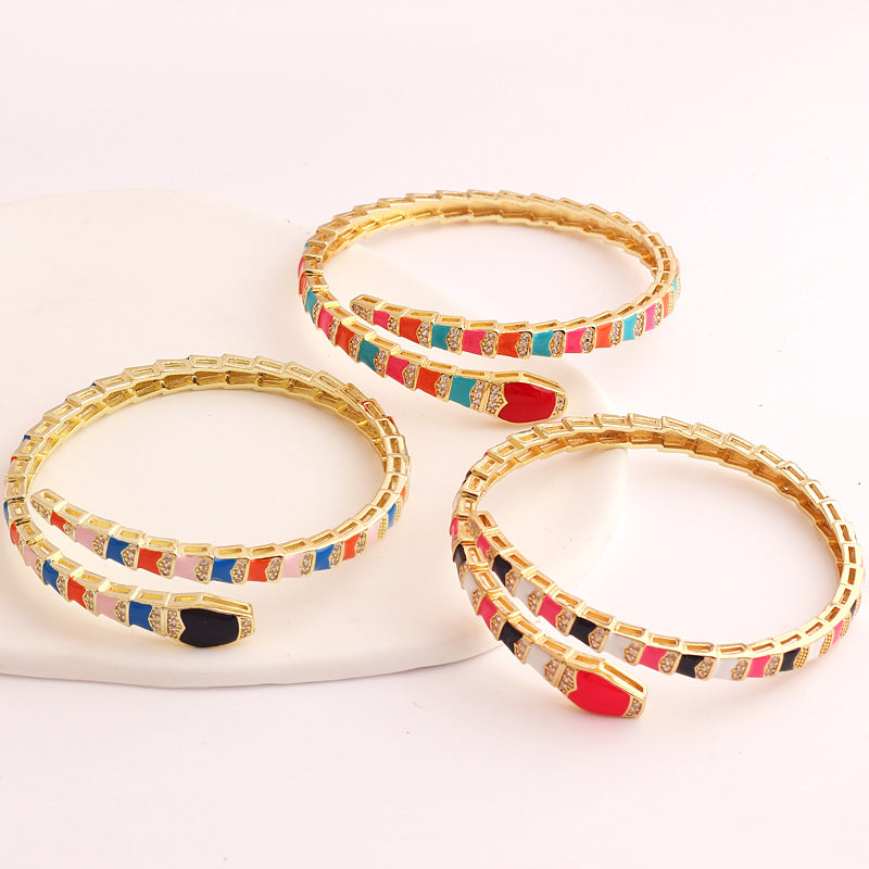 Hip Hop Snake Snake Copper Electroplating Bangles