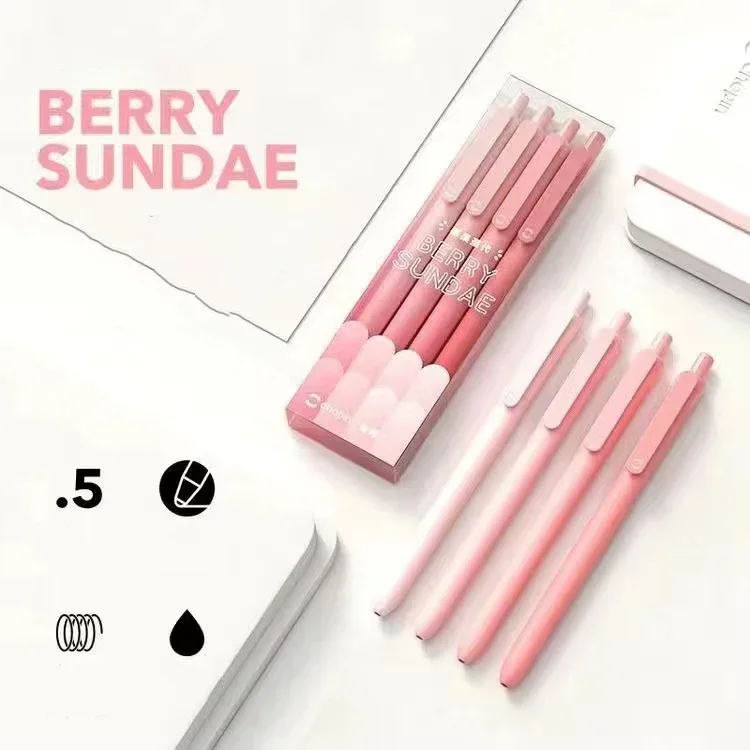 Journalsay 4 Pcs/set Origin Series Candy Color Gel Pen 0.5mm Black Quick Drying