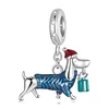 Xmas Dachshund Pendant Charm for Bracelet and Necklace 925 Sterling Silver