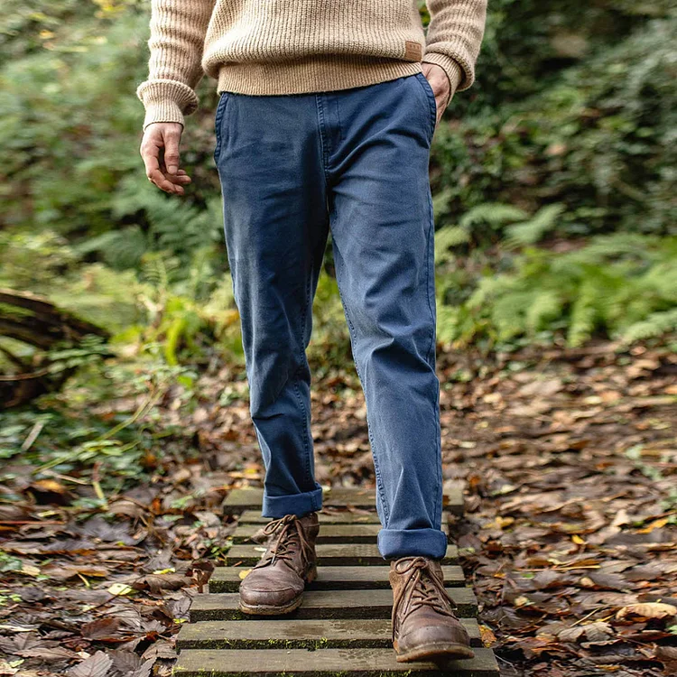 Casual Organic Cotton Stretch Straight Fit Year-Round Pants