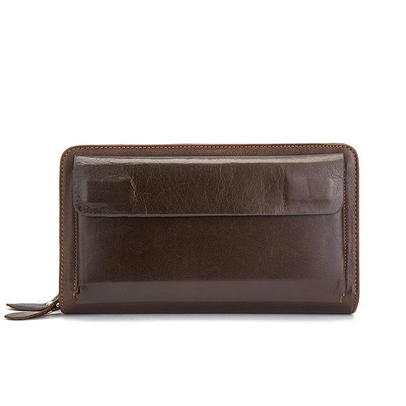 Card Holder Contrast Color Soft Leather Currency Pocket Zipper Closure Wallet