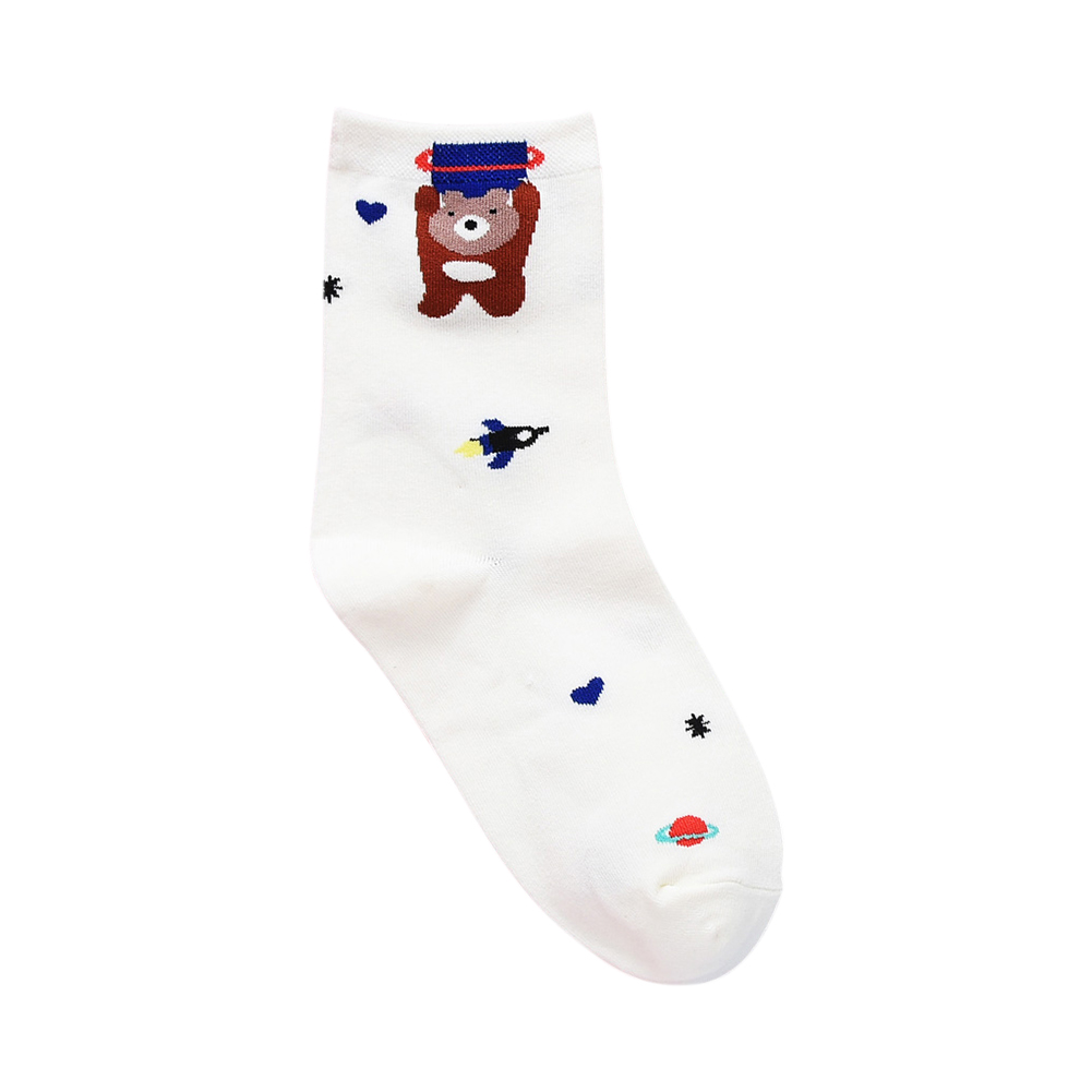 

Fashion Sky Printed Cotton Socks Women Elastic Pile Heap Calf Length Socks, 501 Original
