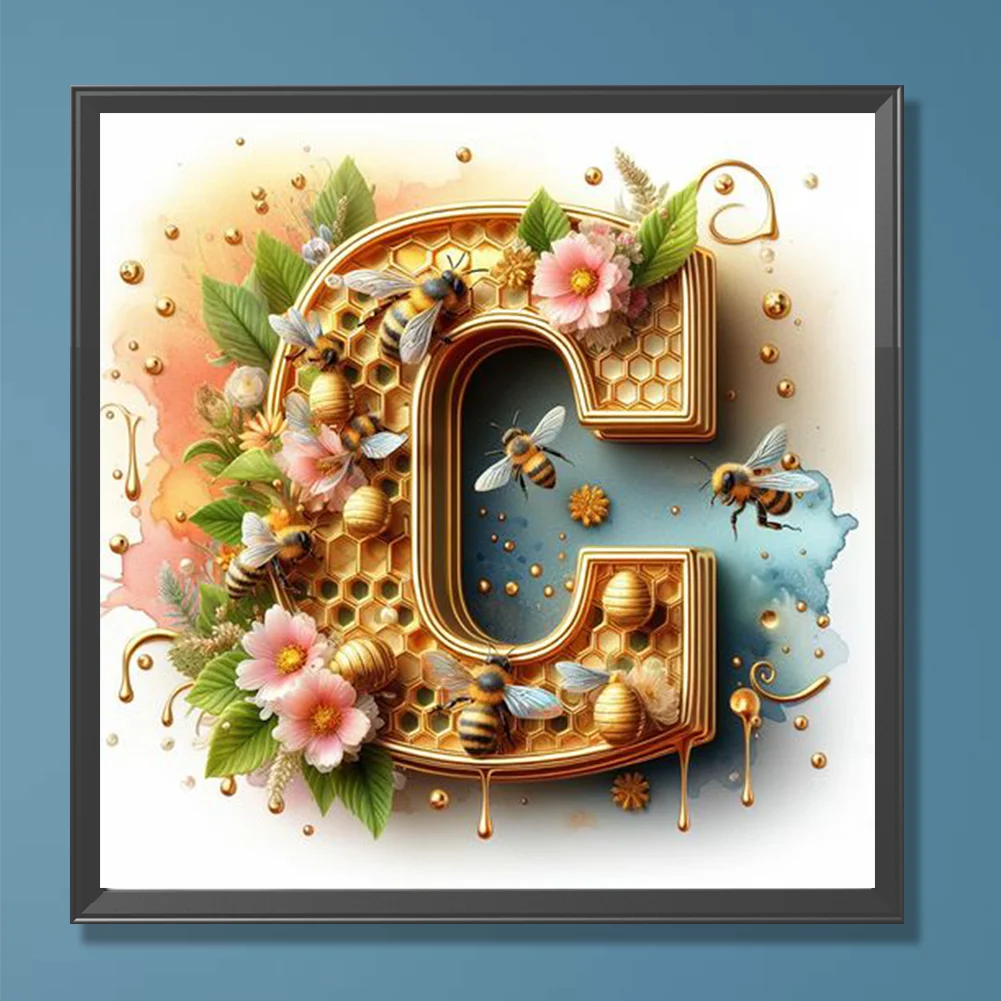 Full Round Diamond Painting 30*30cm - Bee Letter C