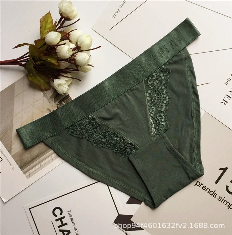 Underwear Female Sexy Lace Panties Seamless Women's Briefs Low Waist Sexy Underpants Women's Solid Color Panties Ladies Lingerie