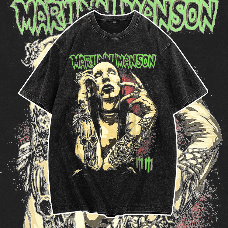 Davidhawaii100% Cotton Casual Street Retro Horror Rock T-Shirt - 100% Cotton