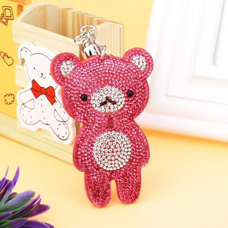 5 Pieces Cute Bear Flannel Diamond Women’s Keychain