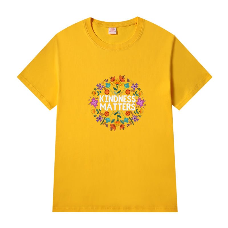 Short Sleeve Crew Neck Be Kind Letter Printed T-shirt