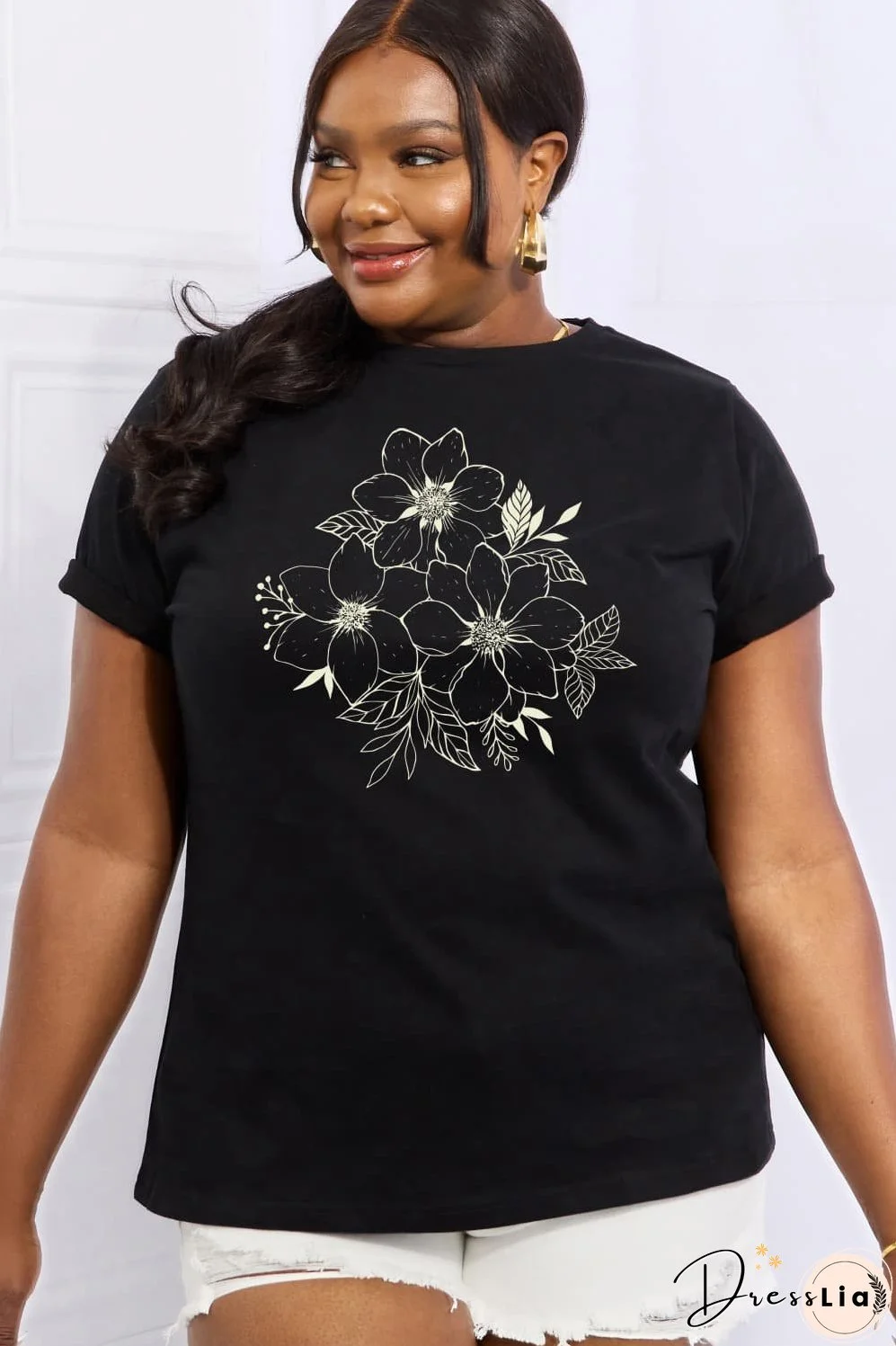Simply Love Full Size Flower Graphic Cotton Tee