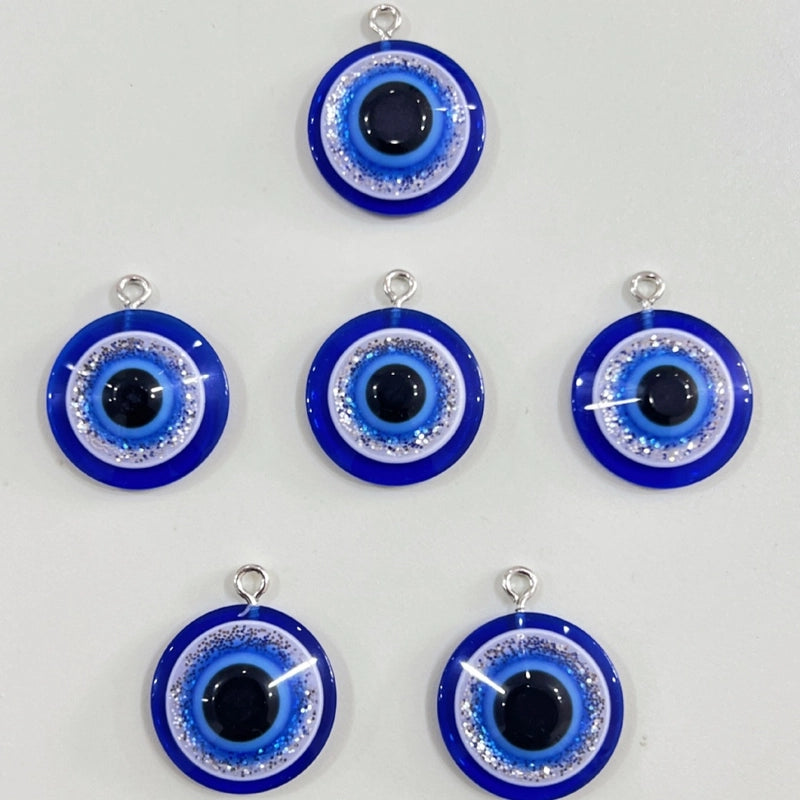 A Pack Of 6 20*20mm Hole Under 1mm Resin Devil’s Eye Pendant