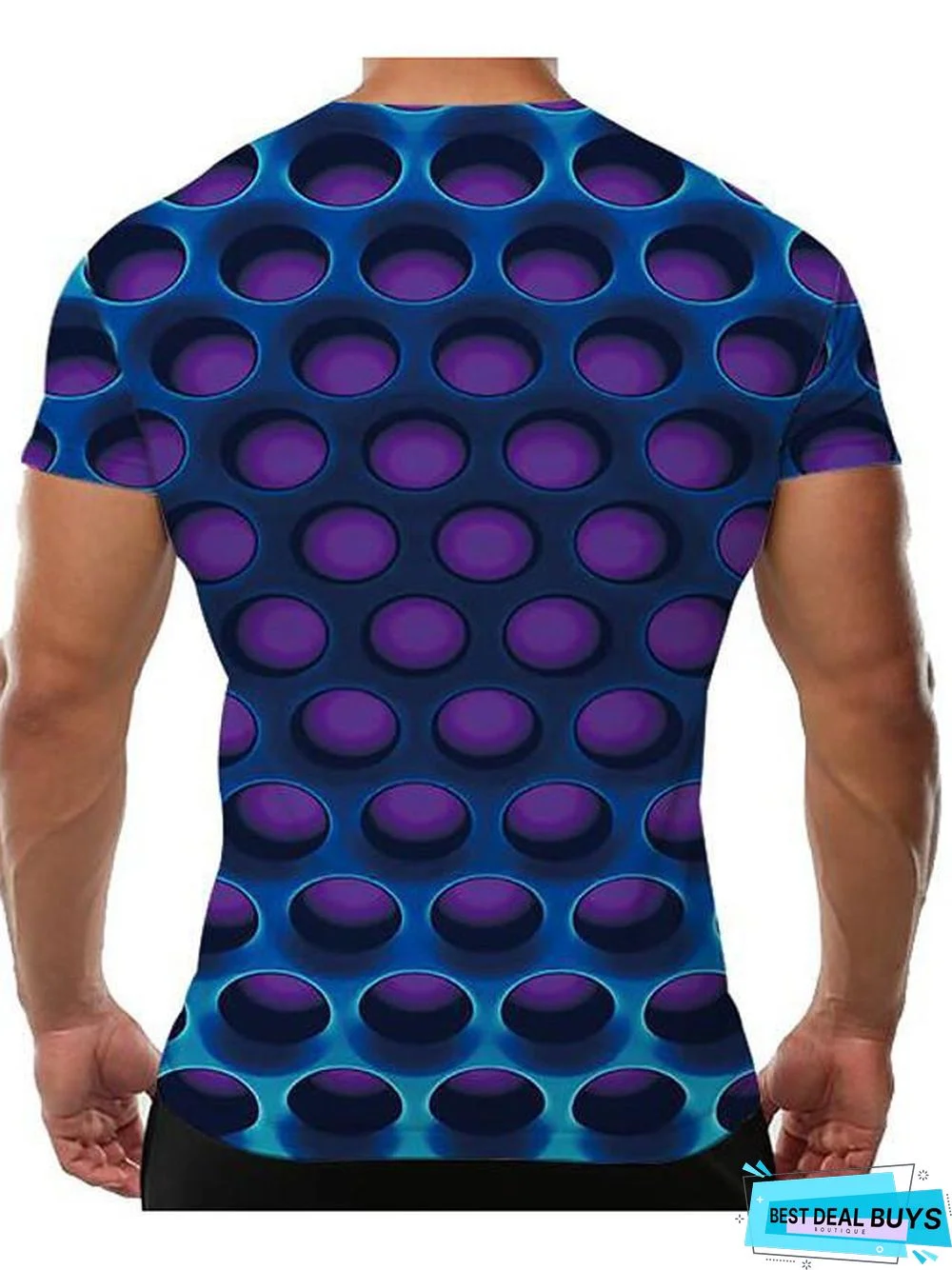 Men's Graphic 3D Print T-Shirt Street Chic Exaggerated Daily Casual Round Neck Purple / Yellow / Red / Lime Green / Green / Summer / Short Sleeve