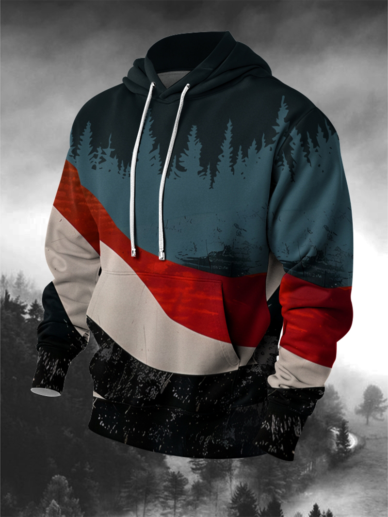 Men's Mountain Tree Print Hoodie