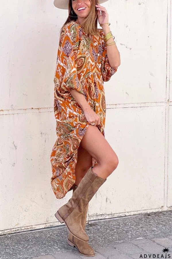 So 70's Multi Print Drape Maxi Dress