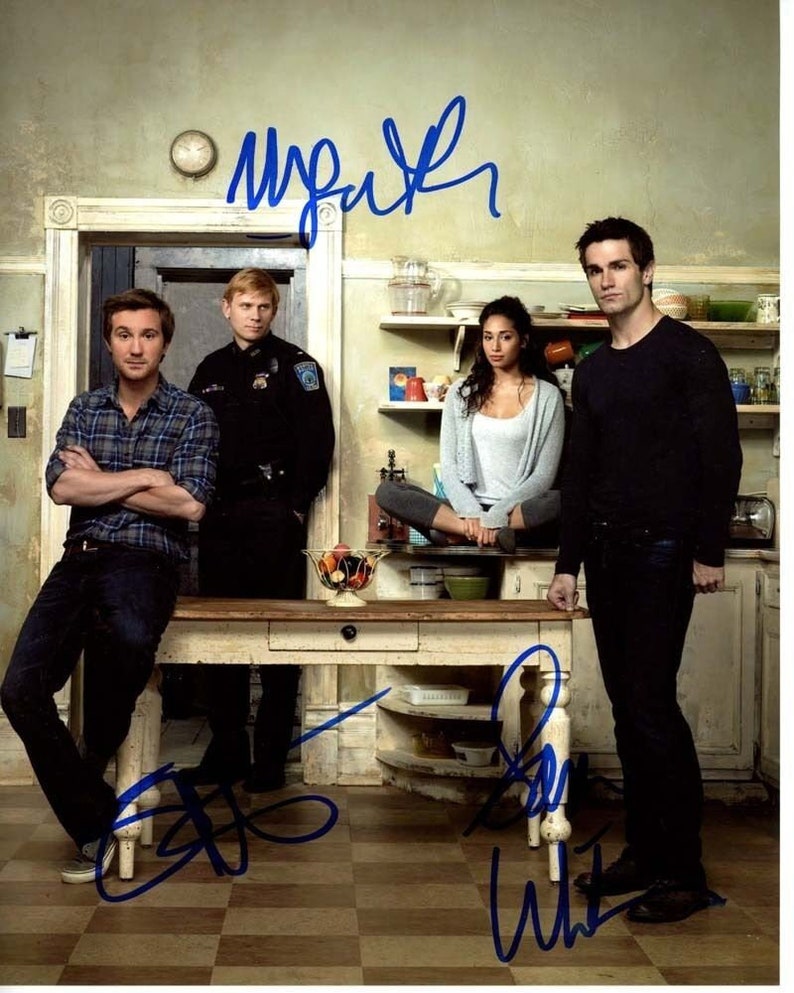 Being human signed cast 8x10 Photo Poster painting meaghan rath sam winter & huntington