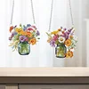 (US Local)2Pcs Bouquet Special Shape Diamond Painting Hanging Pendants for Wall Window Decor