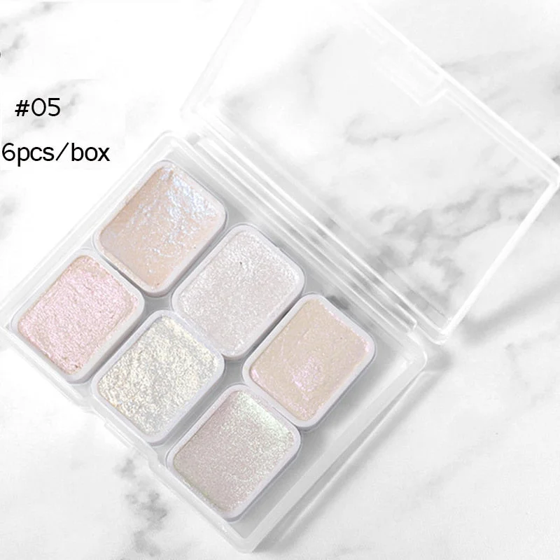 6/12pc Blooming Paints Watercolor Nail Powder For Nails Abstract Nail Art Pigment Magic Pearl Chrome Glitter Manicure Nails-Nail Inspo