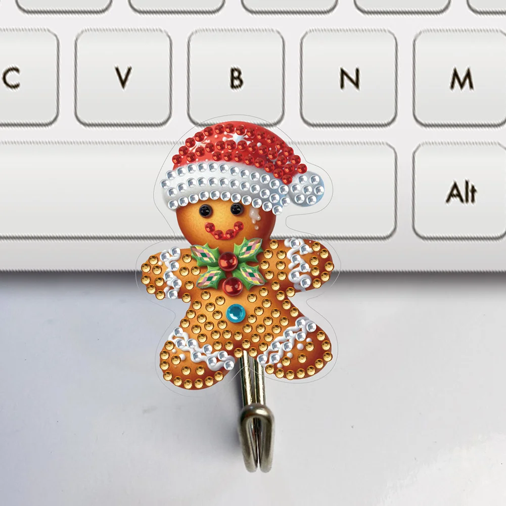 8Pcs Christmas Gingerbread Man Diamond Art Hanging Hooks Diamond Painting Hooks