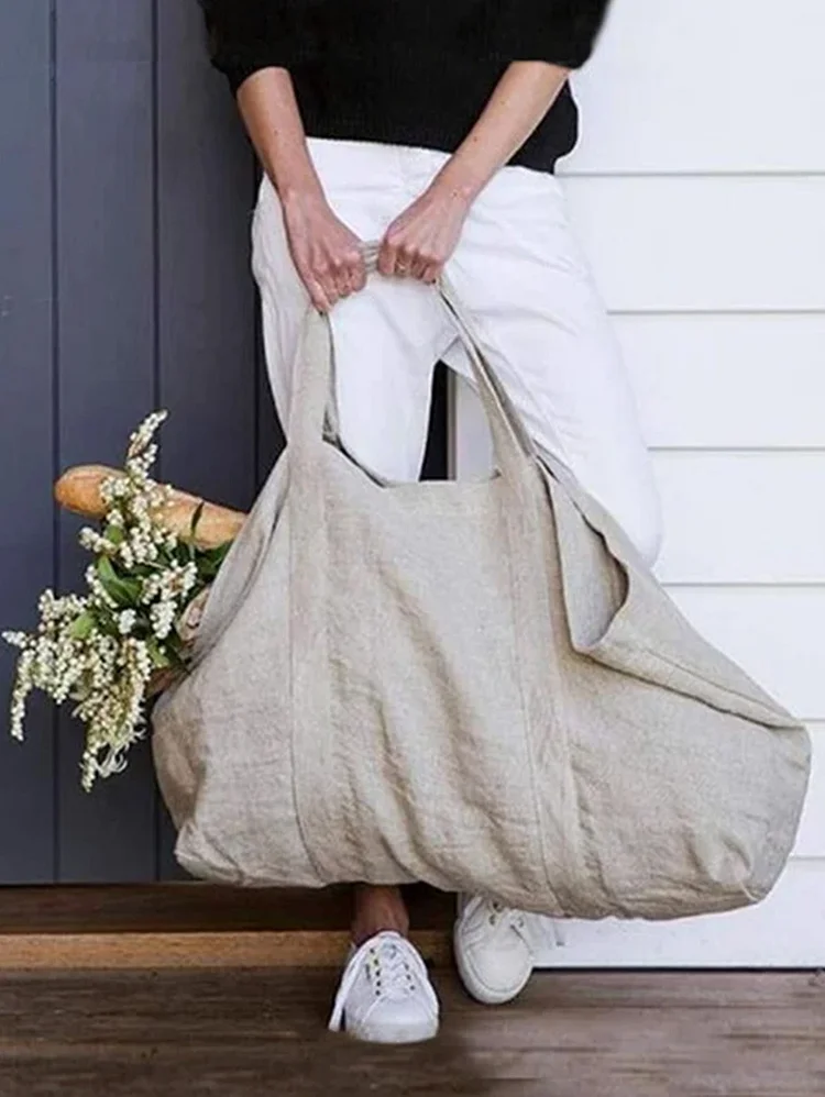 Minimalist Plain Large Capacity Shoulder Tote Bag