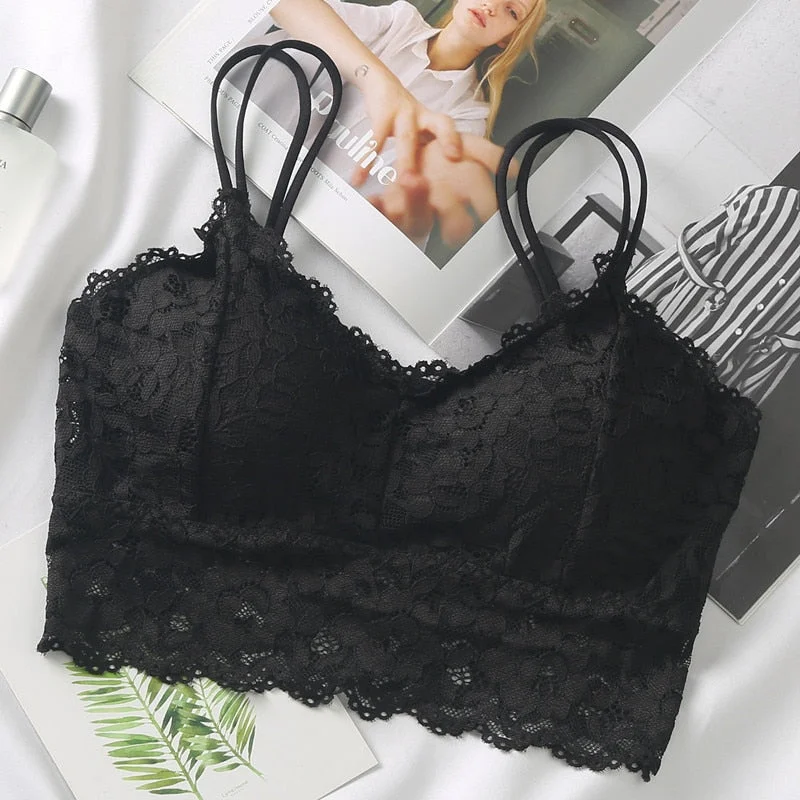 Women Lace Bra Set Sexy Lingerie French Bralette Lace Panties Cropped Bra Panty Set Female Intimates Seamless Underwear Set