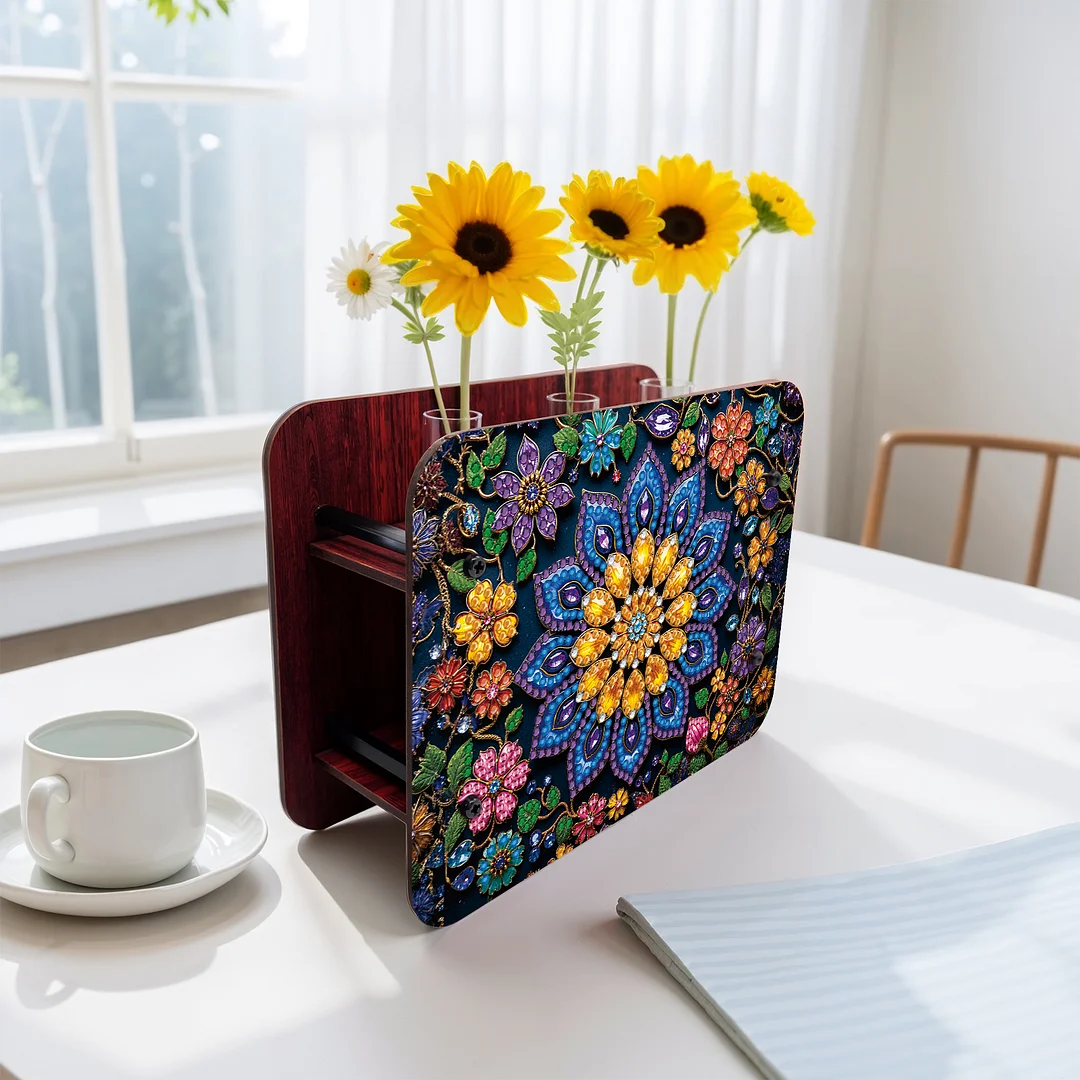 Mandala DIY Flower Vase Wooden Double Sided Desktop Diamond Art Kit Home Decor