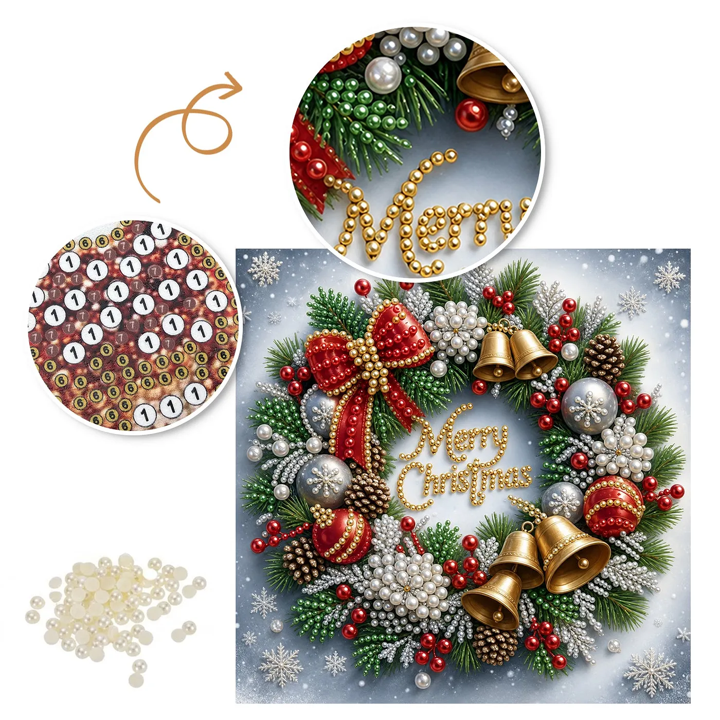 Christmas Bell Wreath - Pearls Painting