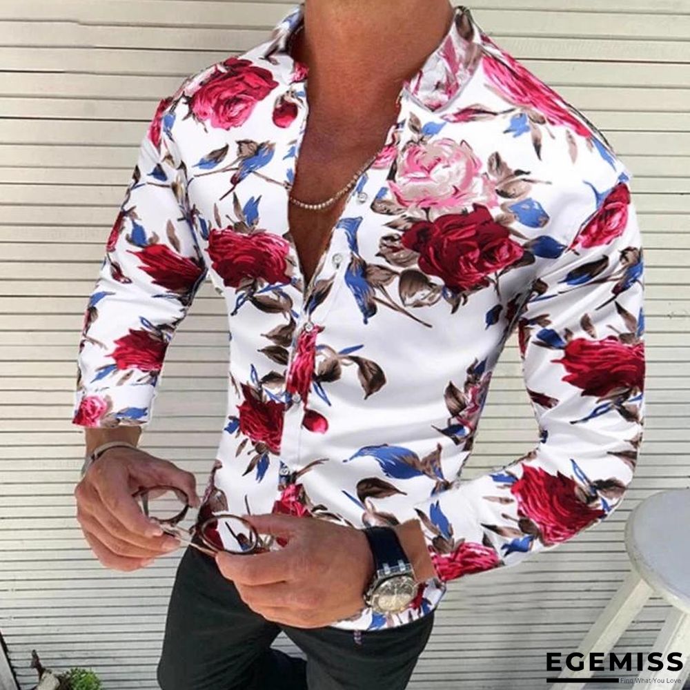 Men's Fashion Casual Plus Size Lapel Print Shirts | EGEMISS