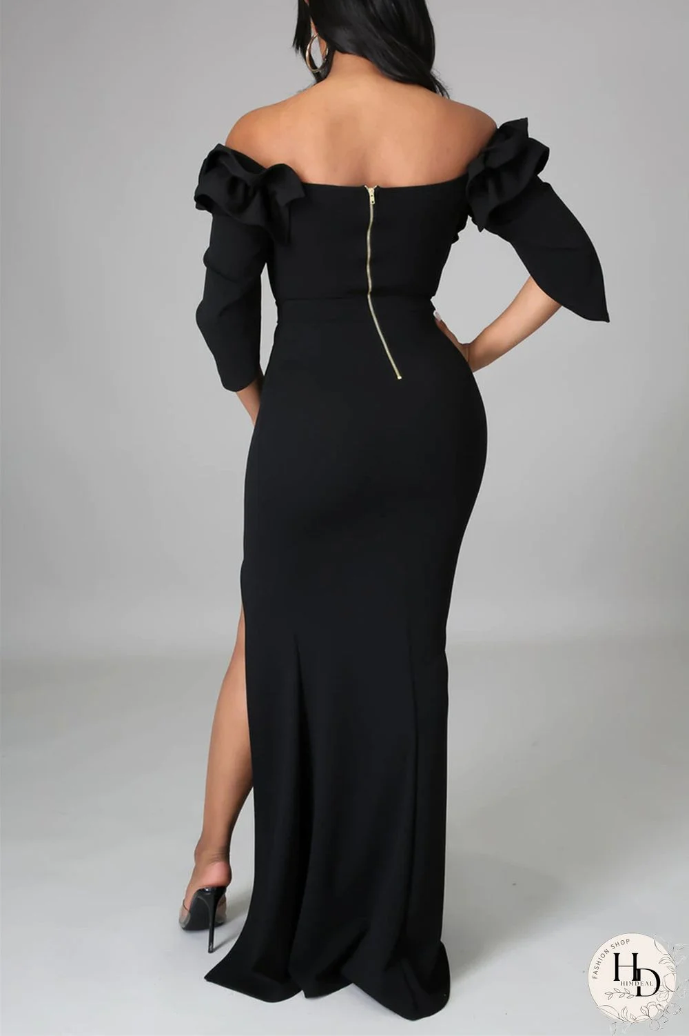 White Fashion Sexy Solid Split Joint Slit Off the Shoulder Evening Dress