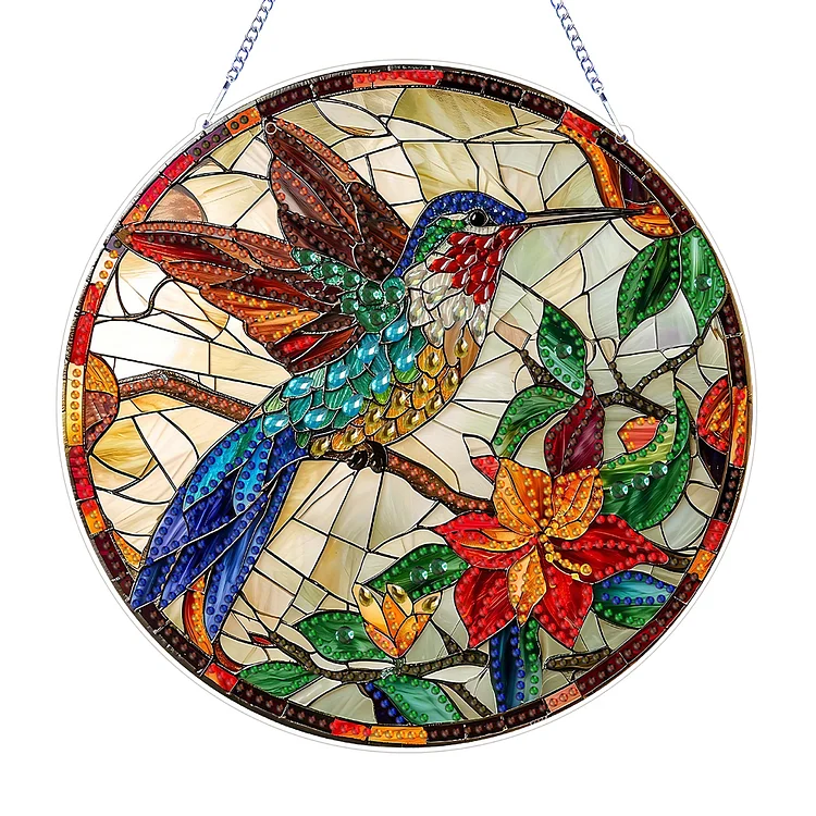 Double Sided Special Shaped Hummingbird DIY Diamond Art Pendant Home Decoration