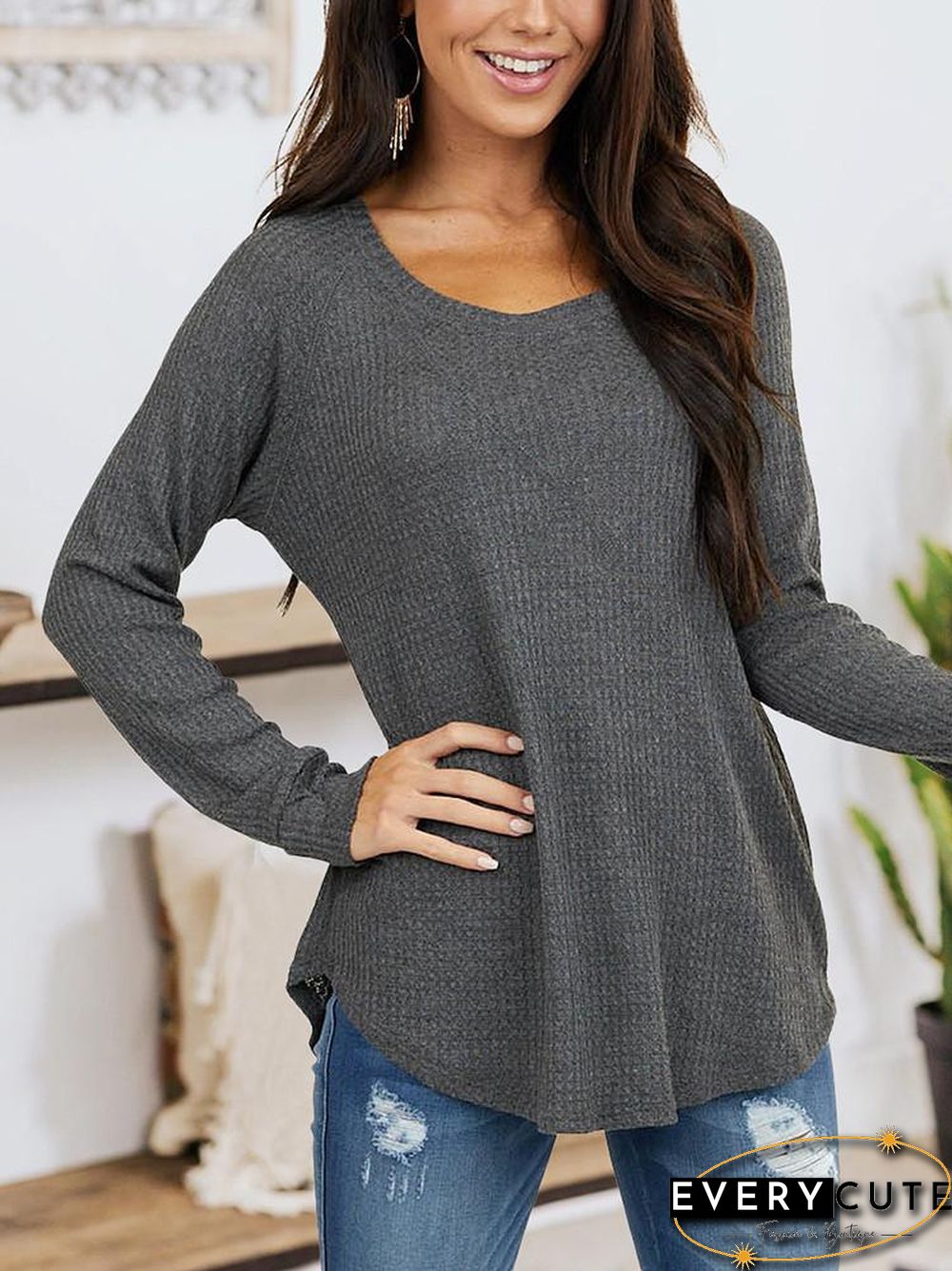 Loose Solid Long Sleeve T-Shirt