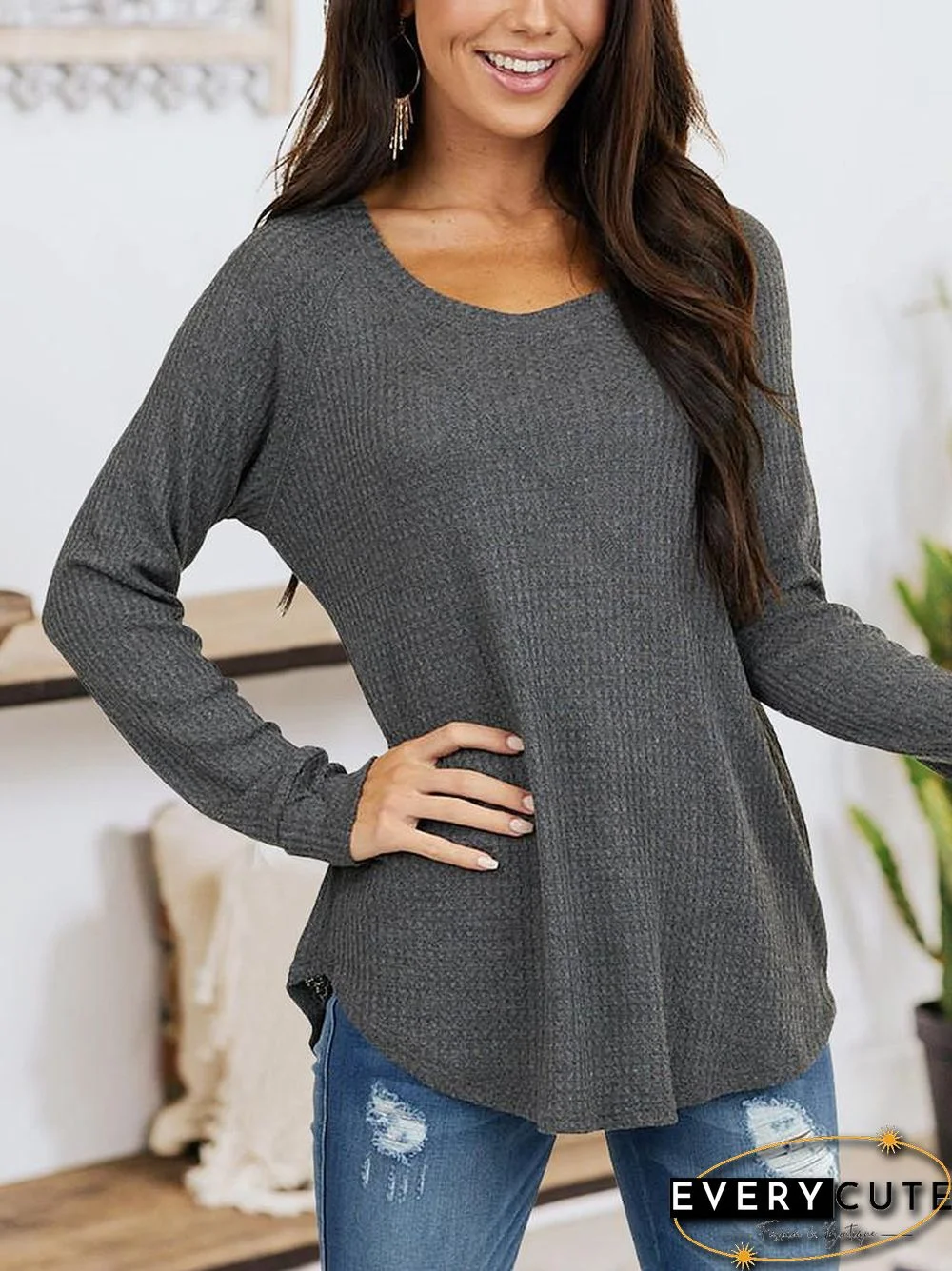Loose Solid Long Sleeve T-Shirt